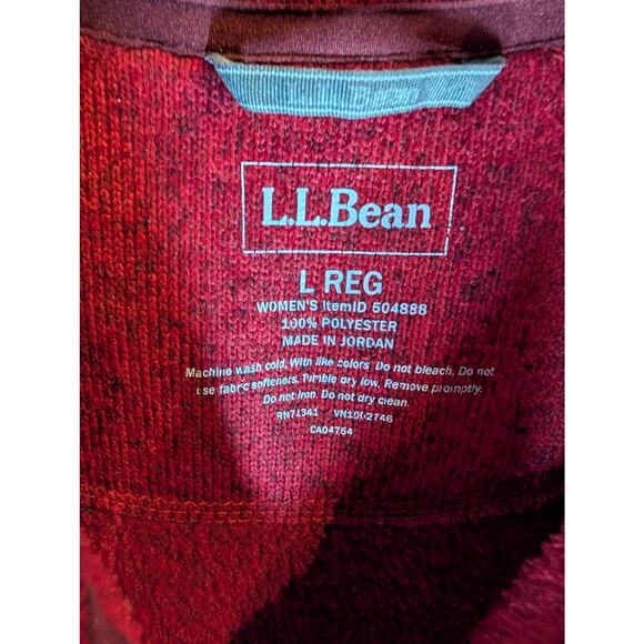 L.L.Bean Burgundy Red Fleece Jacket Full Zip Soft Cozy Fall Large Regular - Picture 2 of 7